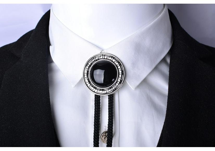Korean Men's Gem Inlaid Bolo Tie Necklace and Shirt Ornament