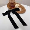 Fashion Black Velvet Bow Hair Ribbon Scrunchie For Women Girl Elastic Hair Tie