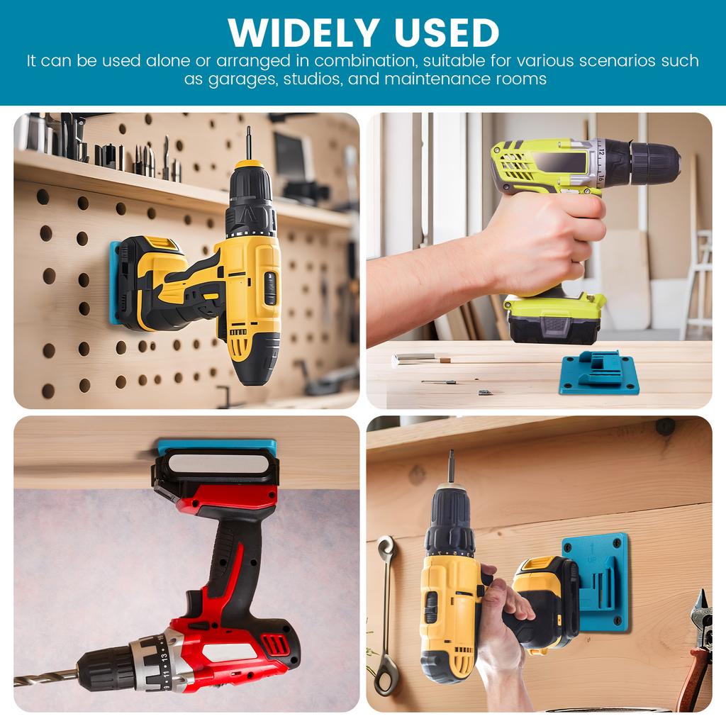 12PCS Tool Holder Wall Mount For18 V Power Tool Drilling Tools Holder Machine Holder with 48 Screws for Workshop Storage