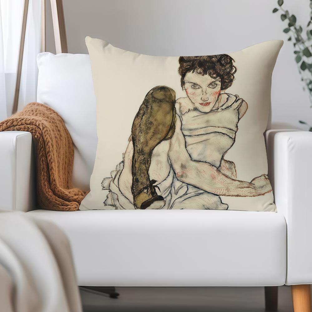 Art Egon S-schiele Pillow Case Applicable Space For Guest Rooms Interiors Cars Office House Decoration