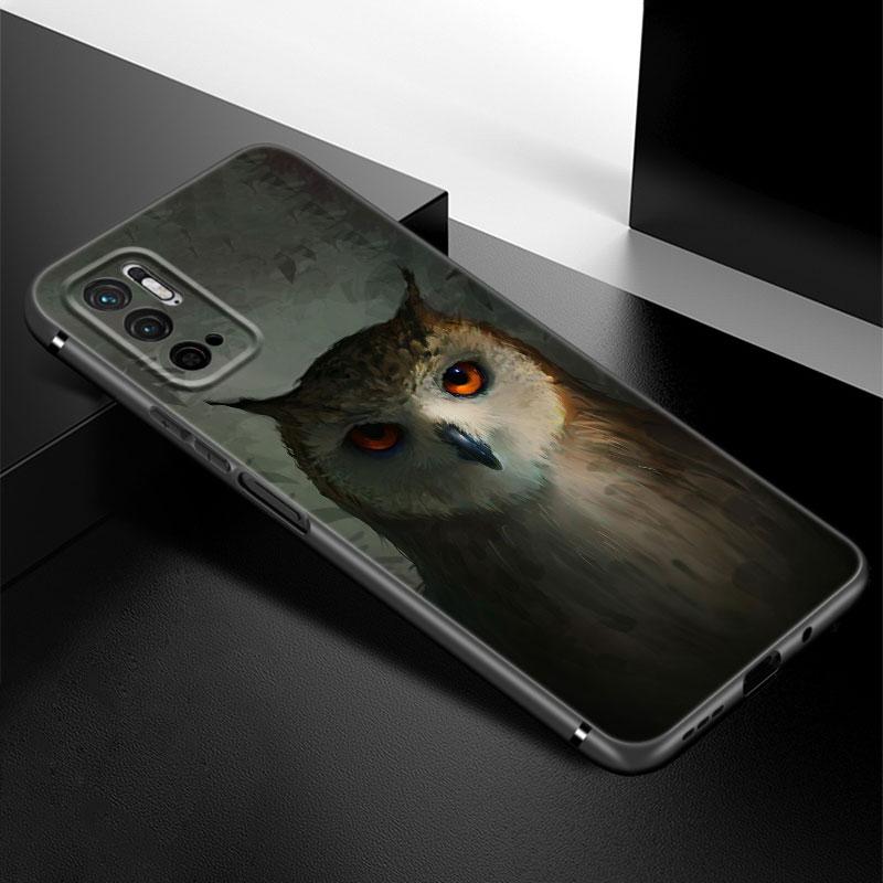 Cute Owl Animal Phone Case For Xiaomi Redmi Note 7 8 9 10 Lite 11 11E 11T 12 Pro 11S 4G 10T 5G 8T 9S 10S Soft TPU Black Cover