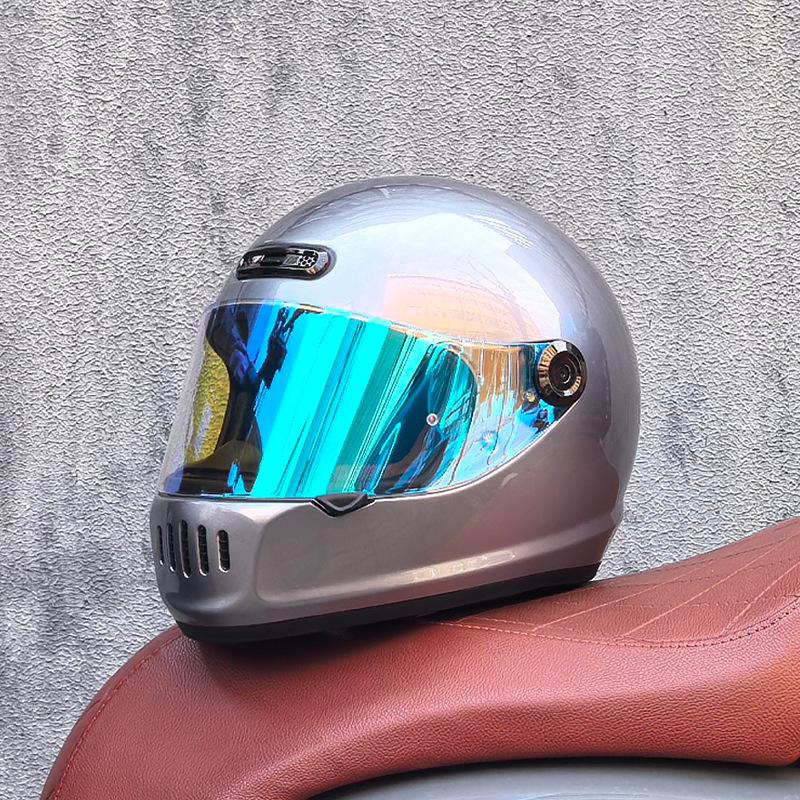 Motorcycle Retro Full Helmet Men's Winter Personality Cool Women's National Tide Race Cruise Retro Car Helmet Universal In All Seasons