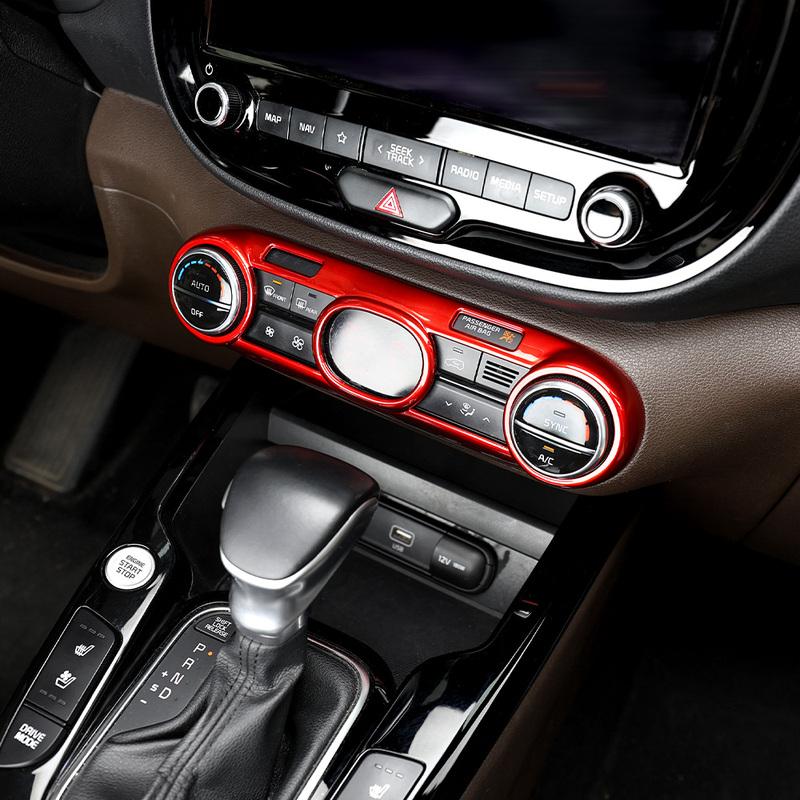 Red Carbon Fiber Interior Air Conditional Adjustment Cover Switch Button Trim Frame Cover For KIA Soul -2025 LHD