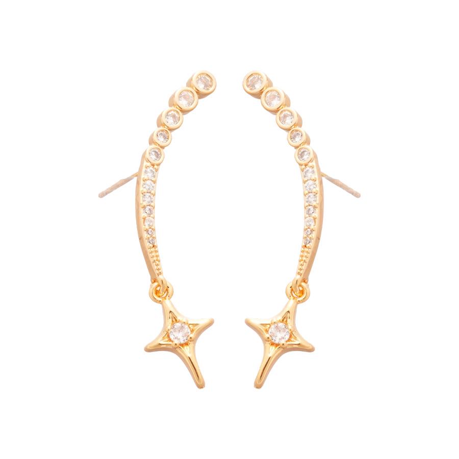 18K Gold-Plated Silver Geometric Starburst Zircon Earrings - Elegant, High-End Fashion for Women