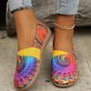 Plus Size Women's Flats Colorful Round-Toe Ethnic-Style Low-Cut Shoes Graffiti-Print Casual Versatile Shoes