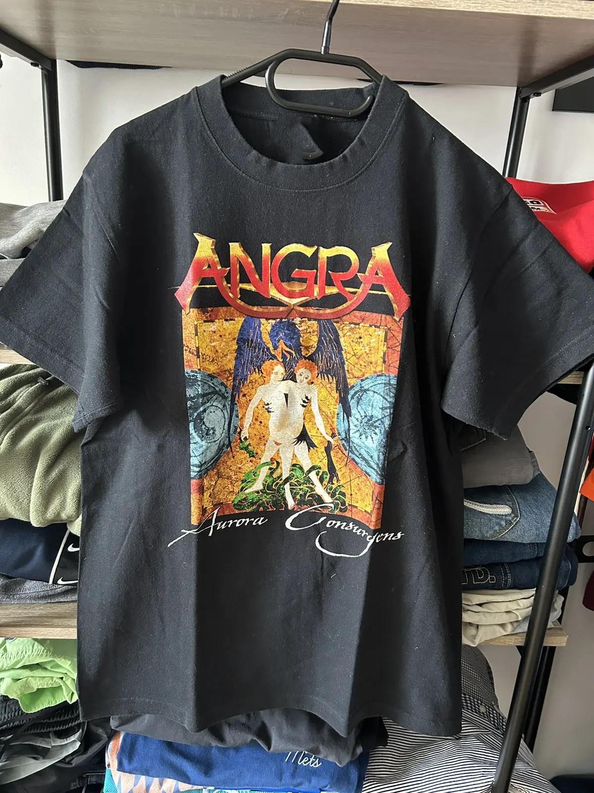 VTG Angra Band Album Gift For Fans Heavy Cotton Black T Shirt S-5XL TU787 M