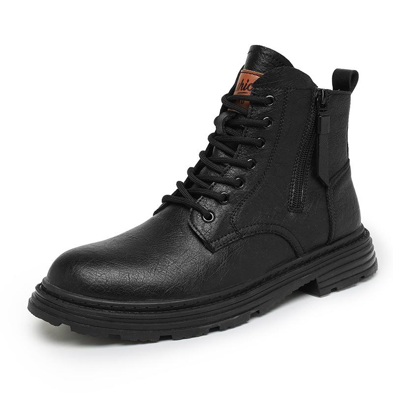 

Мужские ботинки мартин 2025 новая зима высокие кожаные британские полусапоги ретро снежный бархат термо ботинки для инструментов 38