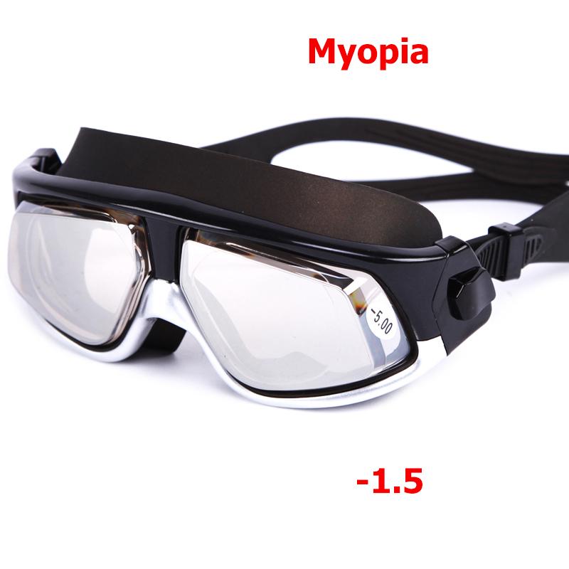 Herren Damen Schwimmen Antibeschlag UV-Schutz Dioptrien Schwimmbrille mit Sehstärke Wasserdicht Großer Rahmen Kurzsichtigkeit Schwimmbrille