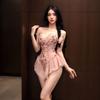 Sexy Underwear Elegant Suspenders Embroidery Want To Tie Slim Fit Gathering Floral Mesh Straps Tights Onesie