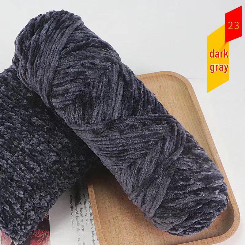 Chenille Golden Silk Velvet Yarn Ball - Medium Thick Glossy Yarn for Hand Knitting and Crochet Slippers.