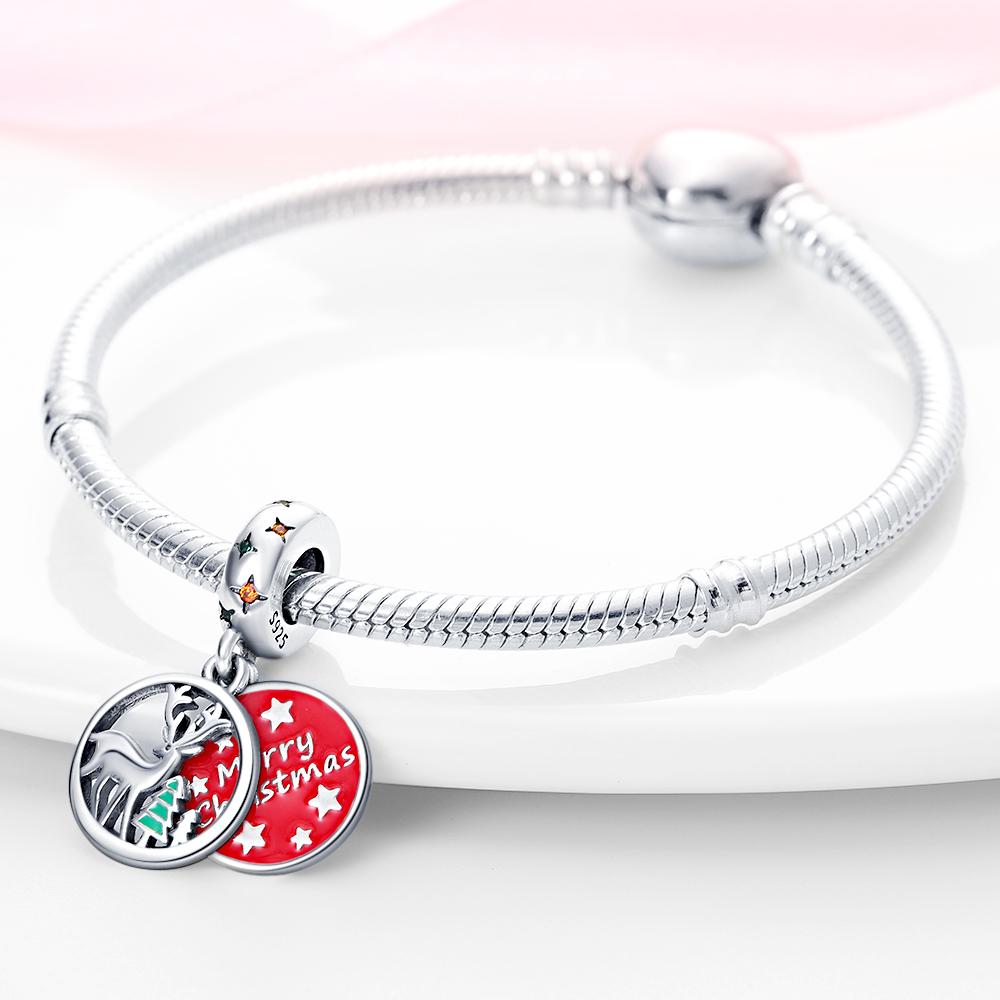 Authentic Charm Bead Charms copper Christmas Reindee Bead Charms Compatible With Charm Bead Charms Plata Bracelets for Women Jewellery Making Diy