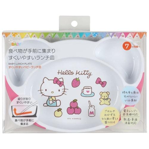 Skater Children's Plate Easy to Scoop Children's Tableware Baby Lunch Plate Hello Kitty 70's Sanrio 22.7 x 15.7 x H3.6cm WP7