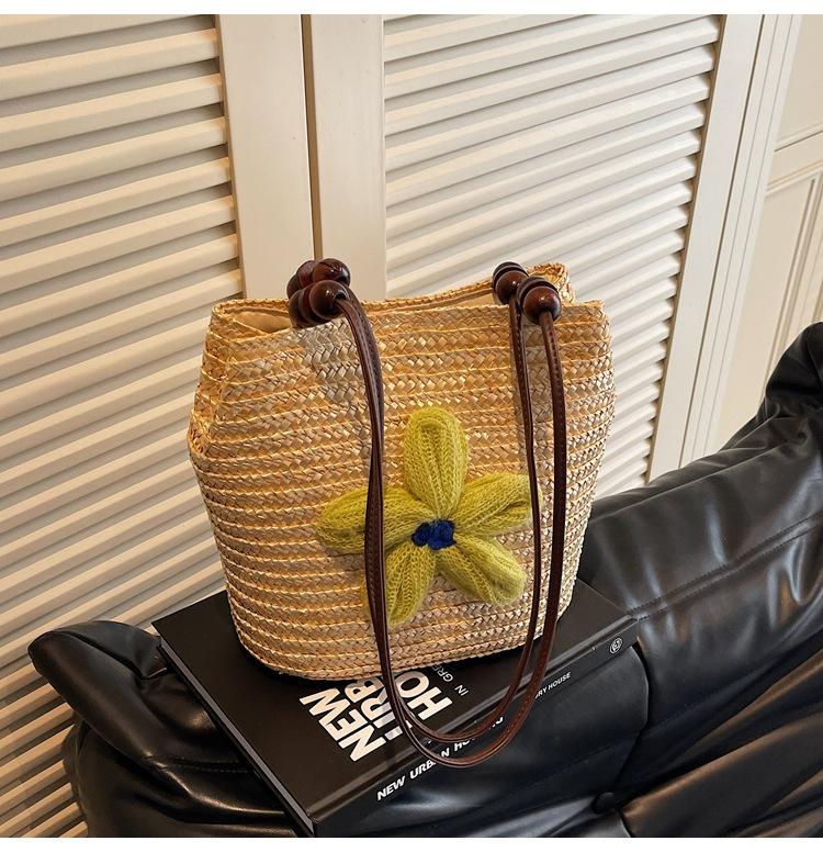 Große Kapazität Mode Stroh gewebte Tasche große Tasche 2025 neue Strandtasche Gemüsekorb Tasche vielseitig Blumenweberei