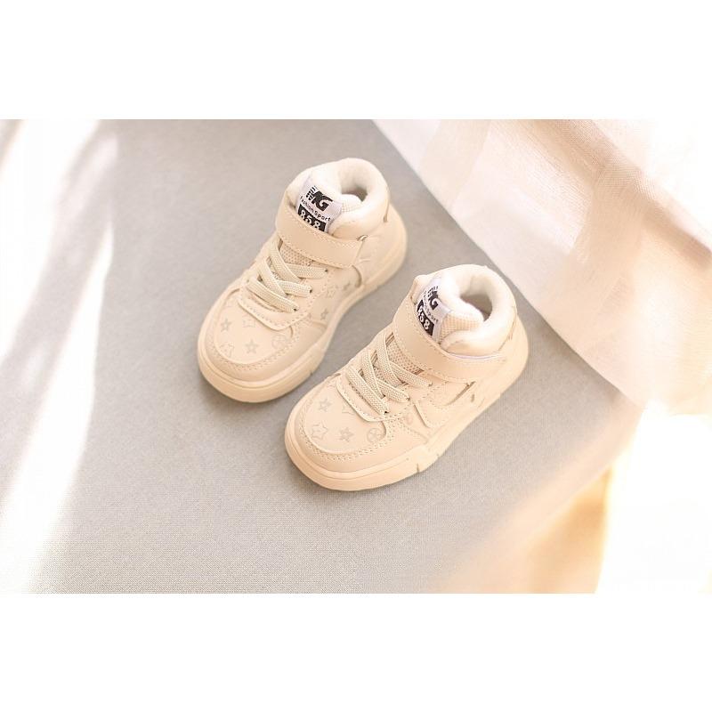 Fashion Retro High-top Children's Sports Shoes Thin Velvet Winter Casual Soft-soled Toddler Shoes Little White Shoes