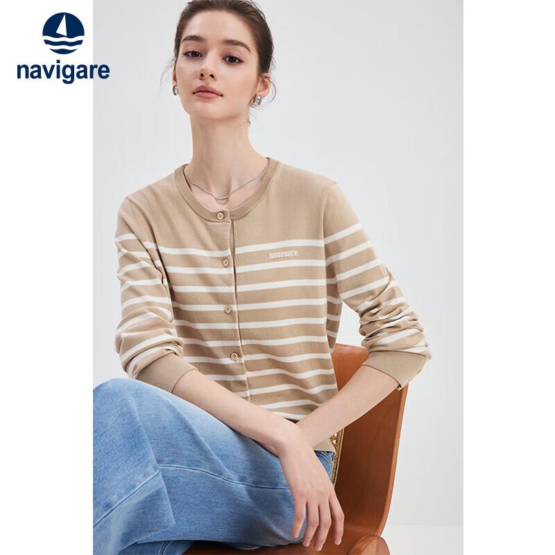 

Navigare Women s Relaxed Fit Striped Knit Cardigan L
