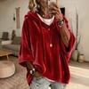 2026 European and American Women's New Hooded Drawstring Sweatshirt, Gold Velvet Layered with a Loose Bat Shirt