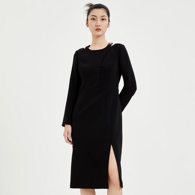 

Женское миди-платье Iveni с круглым вырезом, длинными рукавами и разрезом 2XL