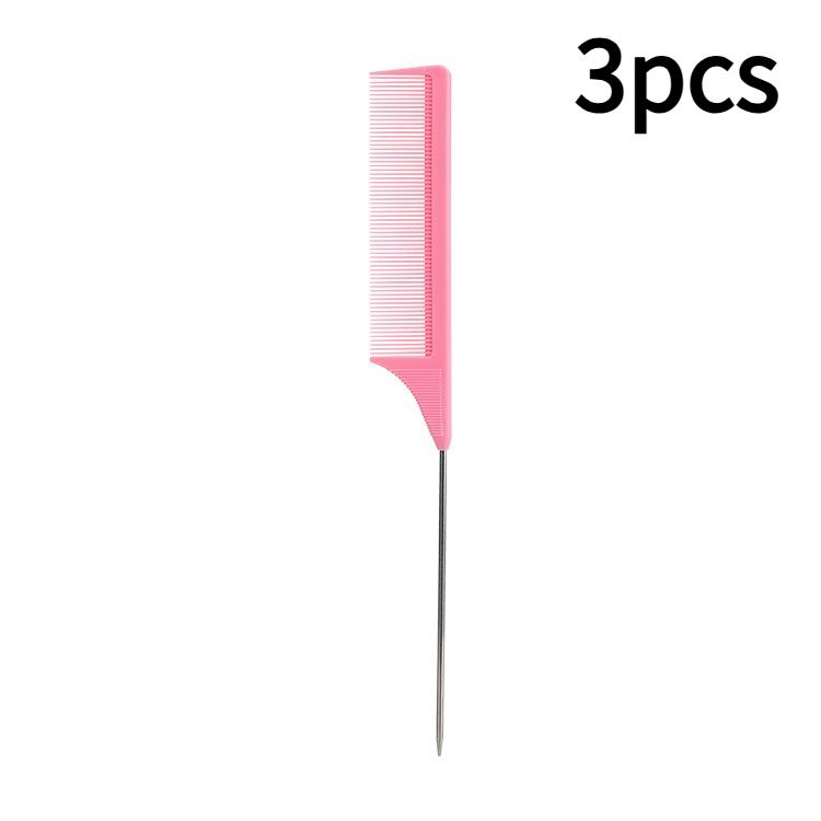 

Набор из 3 расчесок с хвостиком - Термостойкая пластиковая расческа, Распутывающая расческа с мелкими зубьями с черным/пудровым хвостиком из нержавеющей стали