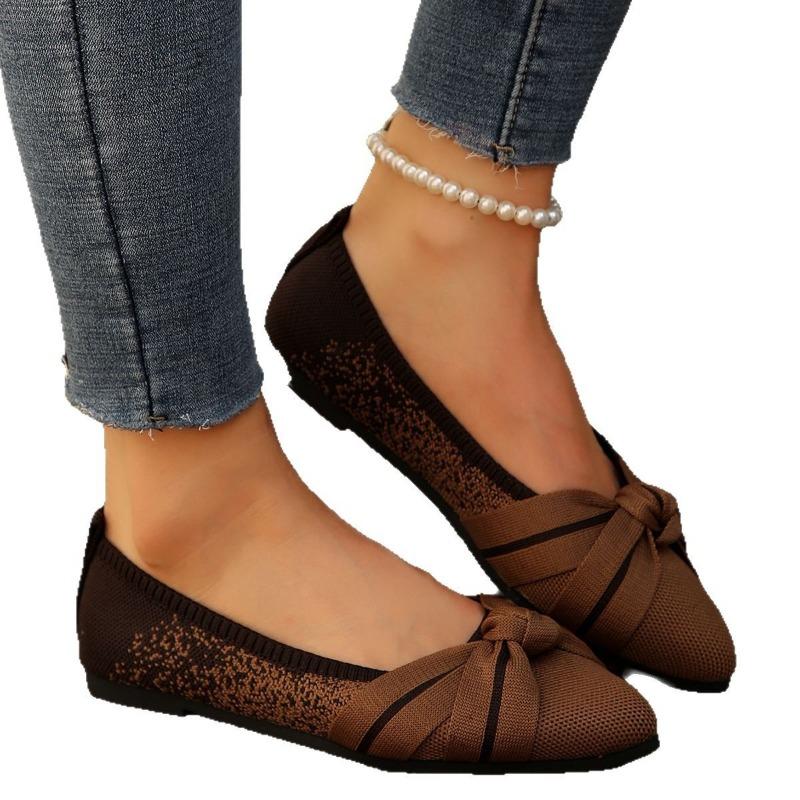 New spring and autumn pointed flat-soled single shoes large size fashion fly-woven one-pedal casual women's shoes