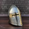 Templar Knight Helmet with Mason's Brass Cross, Medieval Crusader Helmet, Medieval Armour Silver Finish Cosplay Helmet