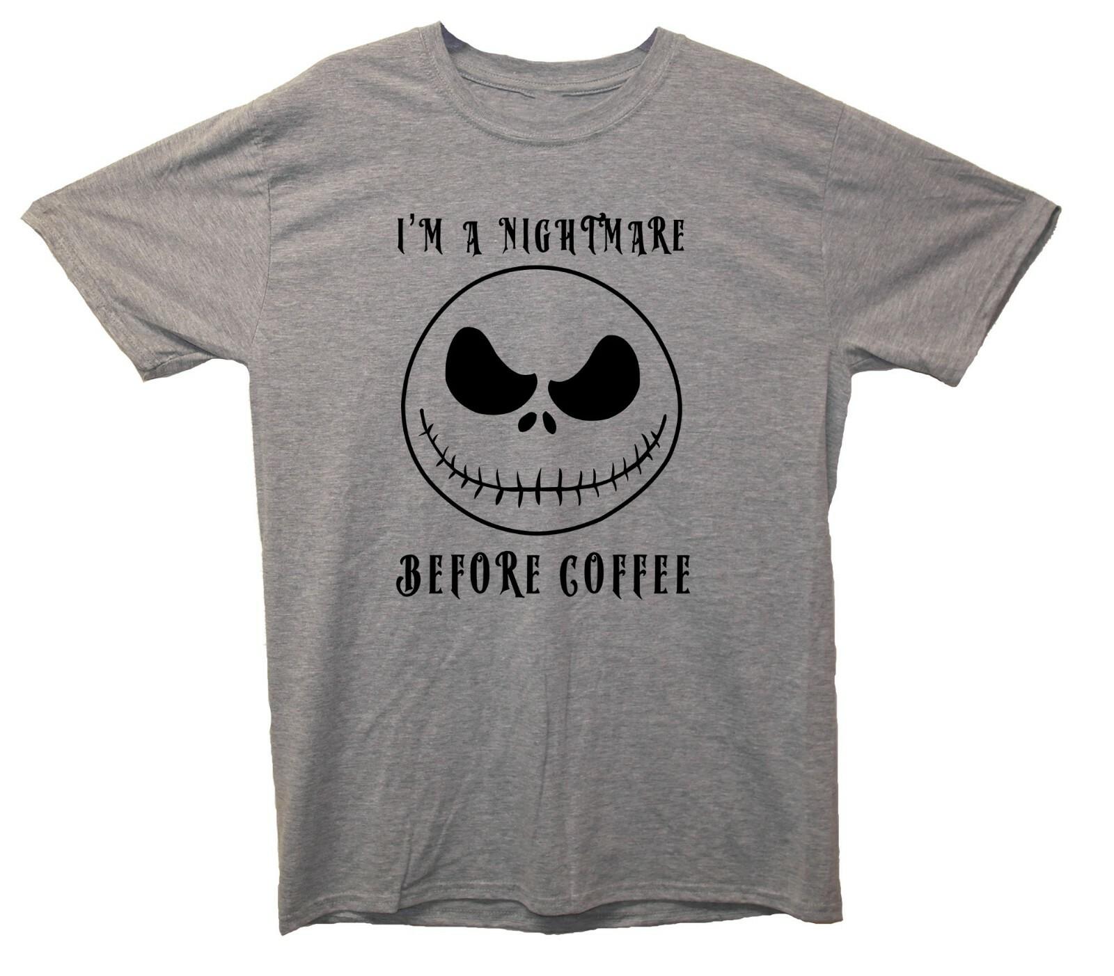 I m A Nightmare Before Coffee Funny Printed T-Shirt (Jack Skellington Inspired) S разноцветный