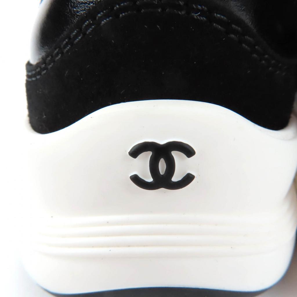 Pristine CHANEL Low cut sneakers COCO Mark black leather Women 37 G46609 Used