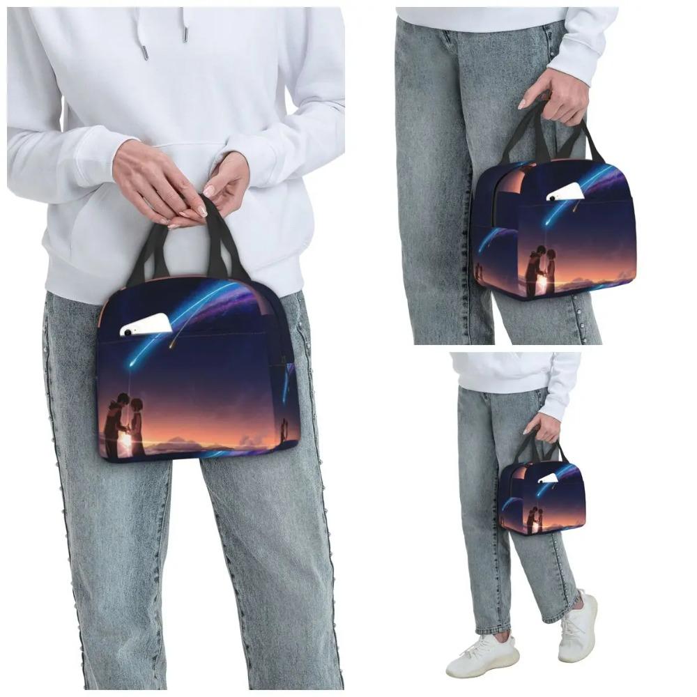 Kimi No Na Wa Your Name Insulated Lunch Bag for Women Office Cooler Thermal Food Box Tote Leakproof Lunch Boxes Container