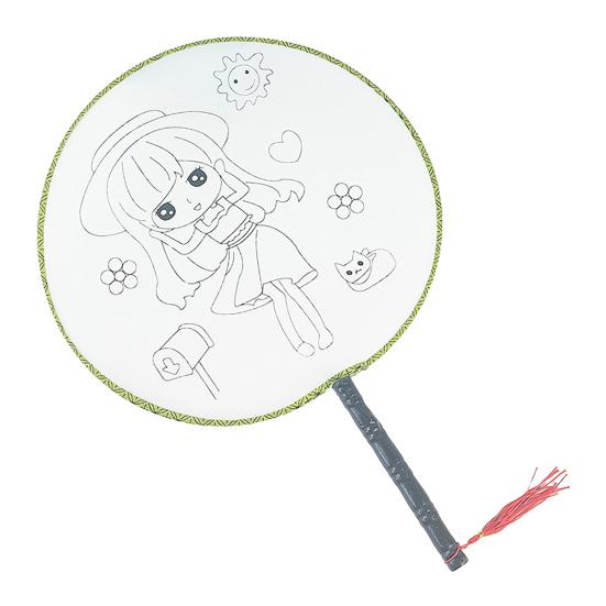 

DIY Круглий віяло для розпису з дерев яною ручкою Ручний виготовлення Декоративний віяло Китайський стиль Незакінчений Ручний віяло Вироби Декорація I