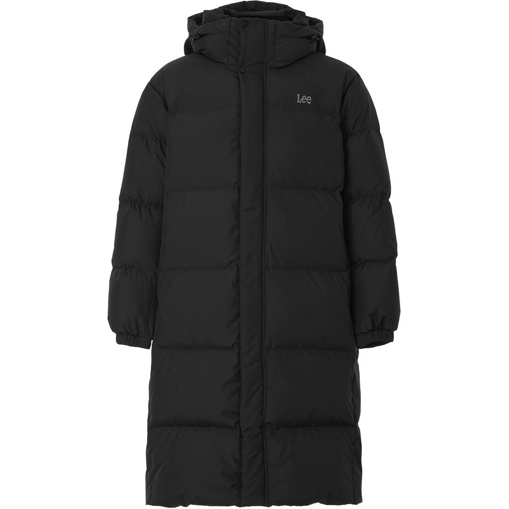 Veste matelassée longue à capuche style coréen, chaude, confortable, simple, manches longues, vêtements d'extérieur unisexes, noir LE2404DP08BK