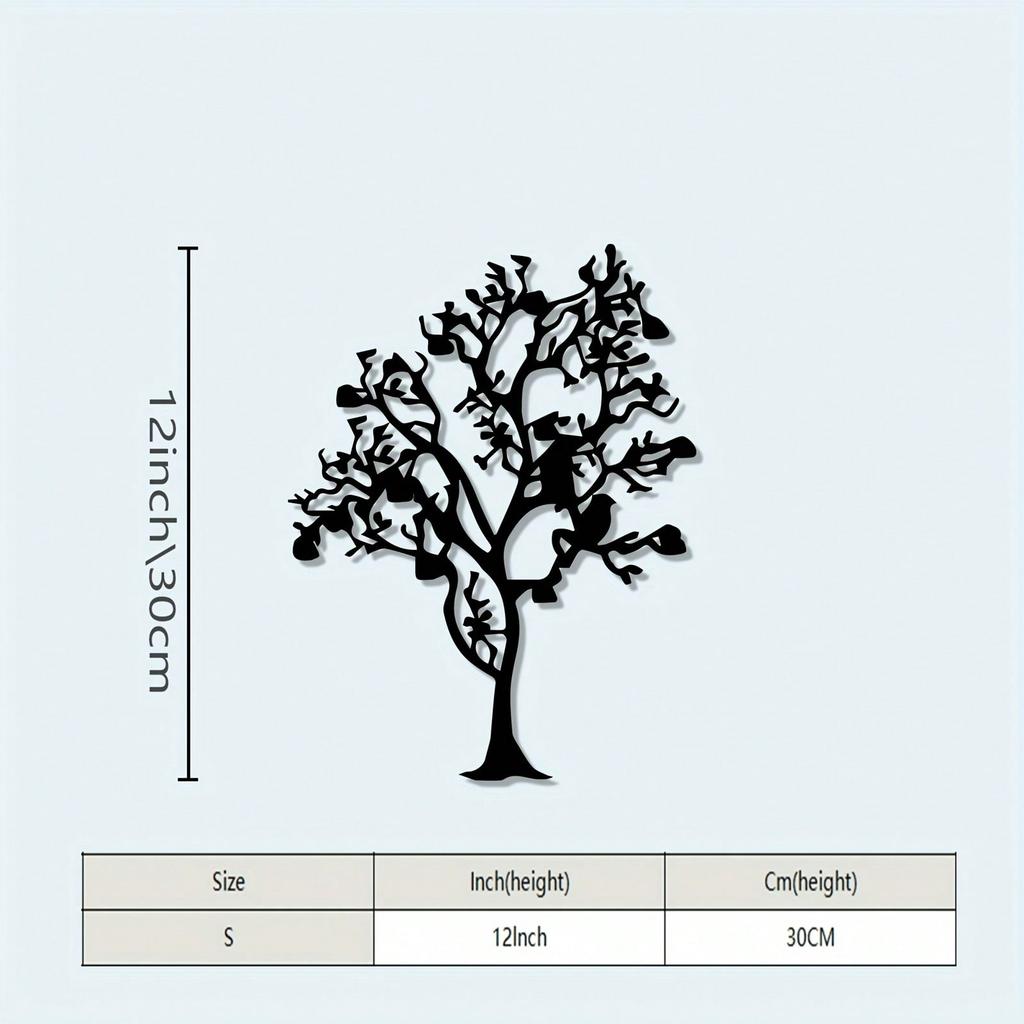 Vintage Iron Wall Art Tree Coat Rack with Bird Sculpture Rust Resistant Metal Home Decor Modern Gift