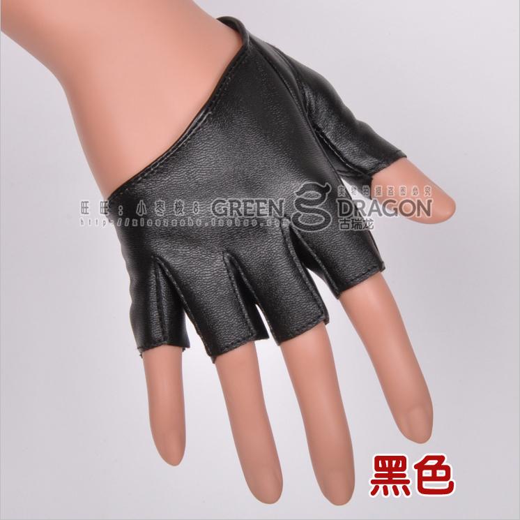 Women's gloves sexy half palm fingerless gloves Women jazz dance ds PU leather semi-finger gloves motorcycle gloves