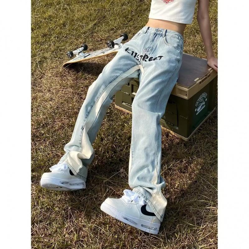 JYL Men s Straight Jeans Mud Dyed American High-Street Vibe Autumn Trendy Denim 2XL