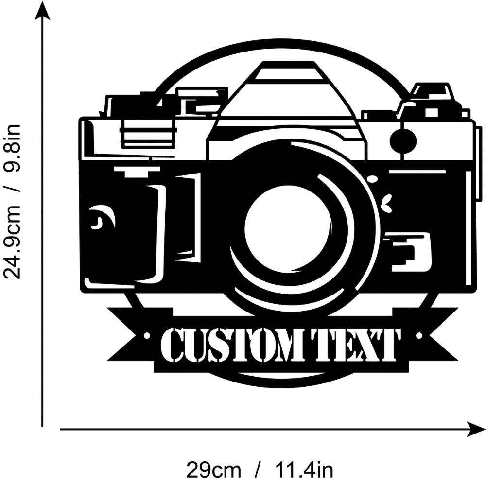 Arte de Pared de Metal Cámara Fotógrafo Letrero con Nombre Decoración Personalizada para el Hogar Regalo para Amantes de la Fotografía