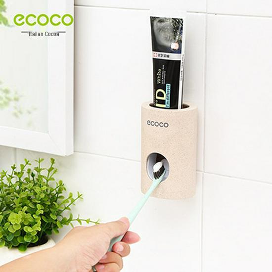EcoCo Automatic Wall-Mounted Toothpaste Dispenser and Toothbrush Holder