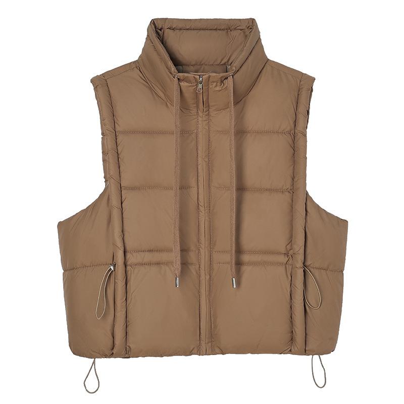 

Новая женская легкая куртка без рукавов со стойкой воротником, высокого качества, однотонная, утолщенная, теплая, спортивная и повседневная, свободная хлопковая куртка XXL темно-коричневого