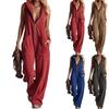 Kurze Overalls für Damen Tiefer V-Ausschnitt Ärmellos Jumpsuit Lockere Passform Arbeits-Overalls Festlich Lässig Sommer-Jumpsuits