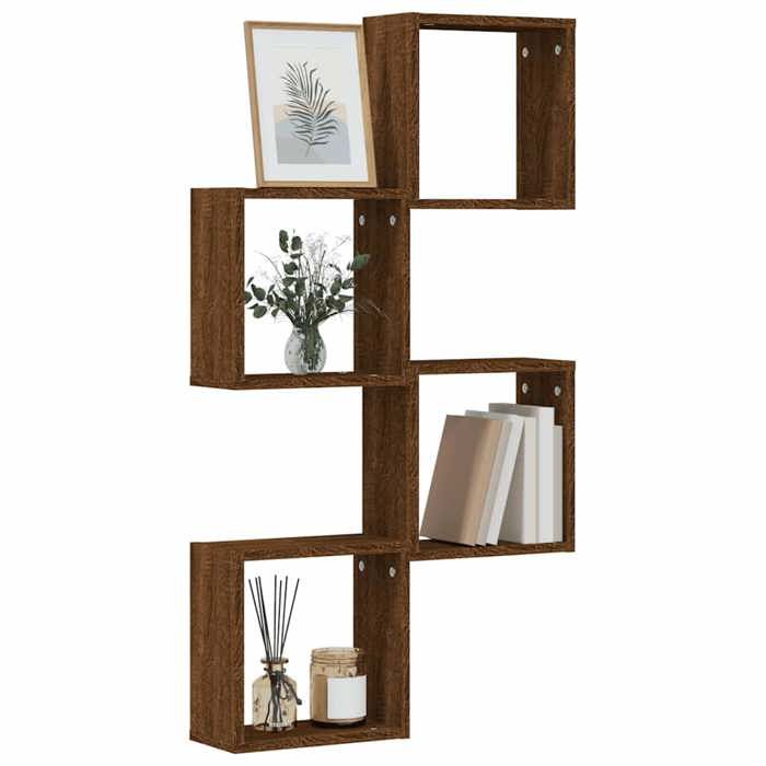 VidaXL Étagères murales sous forme cube 4 pcs chêne marron 30x15x30cm, stockage en forme de cube, organisateur en forme de 815886