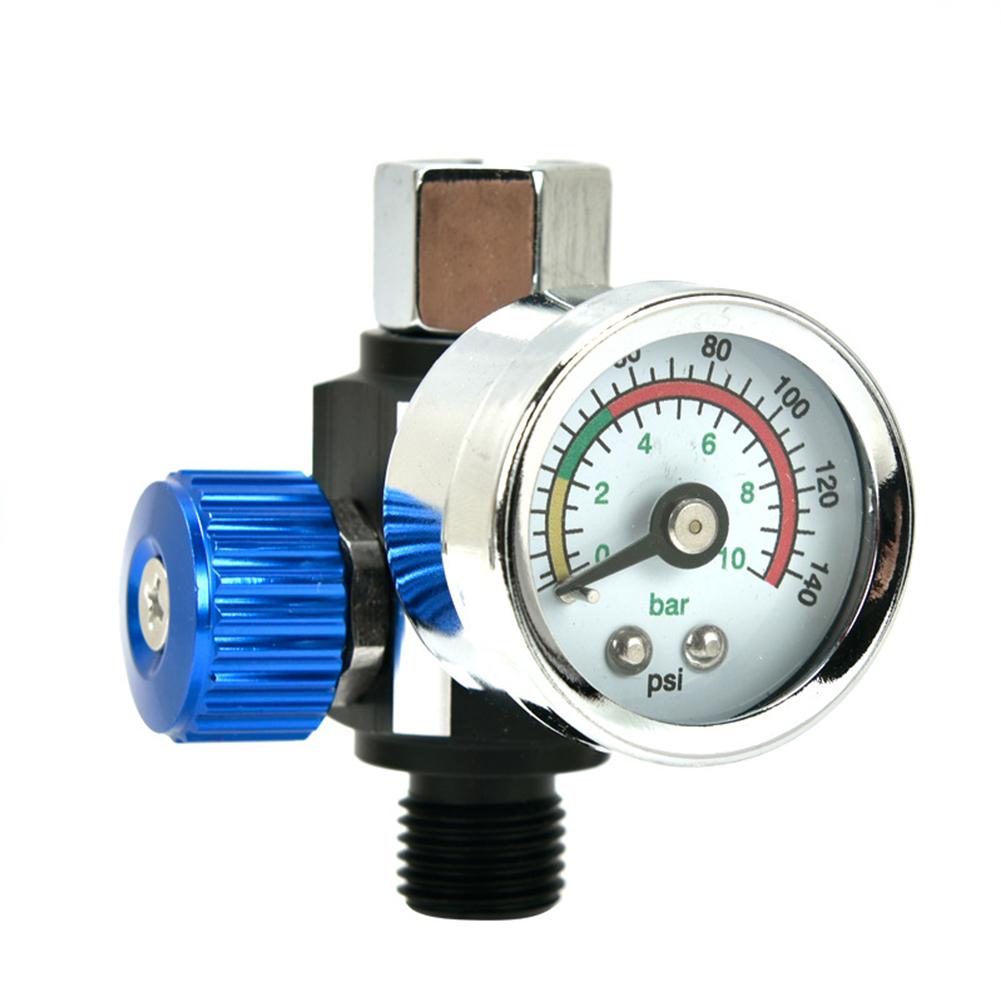 Pneumatic Inline Oil Water Trap Filter with Air Regulator Gauge for Airbrushes to Remove Contaminants and Water from Air Supply
