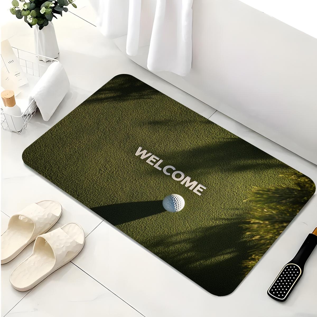 

1pc Golf Theme Welcome Doormat Non-Slip Quick-Dry Microfiber Rug for Bathroom Kitchen Entryway Living Room 40x60cm