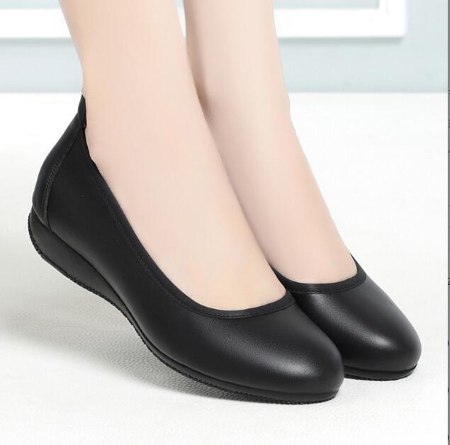 New Genuine Leather Women Shoes Low Heel Comfortable Female Casual Shoes Mid Heel Office Work Shoes Women Wedges Shoes 8 models