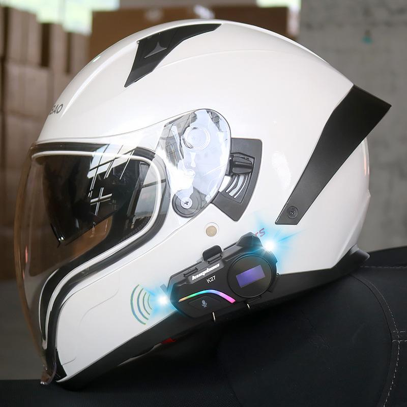 Double Lens Motorcycle Helmet Full Helmet Drinking Water Lightweight Four Seasons Ghost Face Helmet with Bluetooth