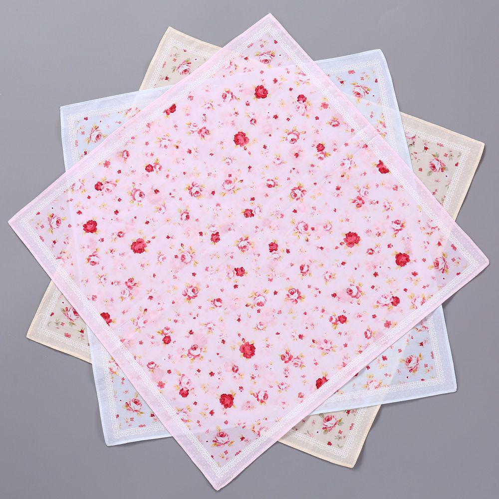 Women's Vintage Pure Cotton Handkerchief - Absorbent, Soft, Summer-Weight, Printed Square Towel