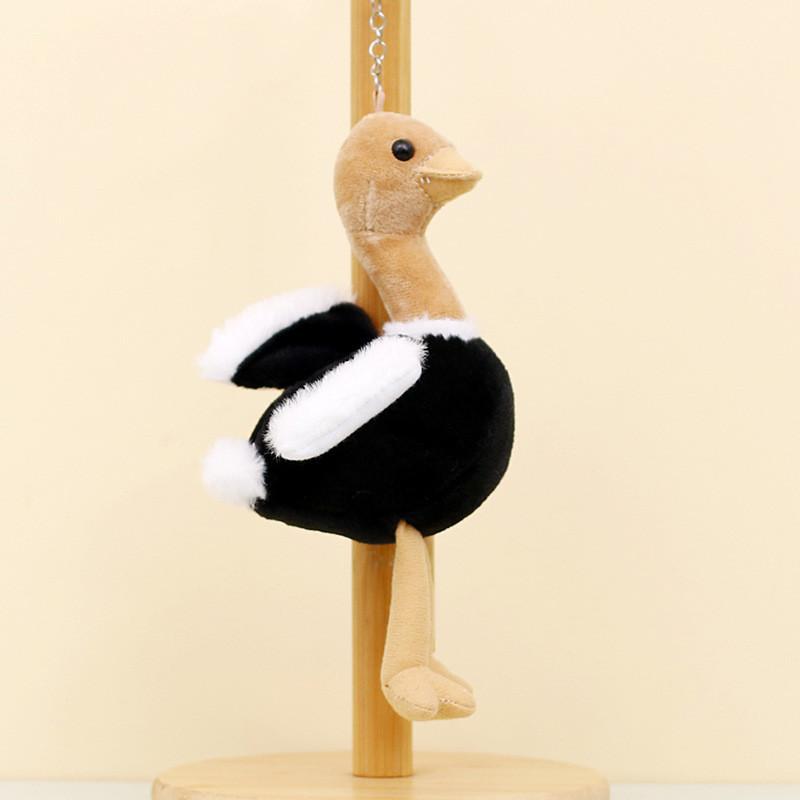 Cute Realistic Ostrich Plush Keychain Soft Short Plush Animal Bag Charm Gift Black Ostrich