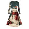 Ladies' Casual And Fashionable Christmas Tree Print Long Sleeved V-neck Sexy Pocket Dress