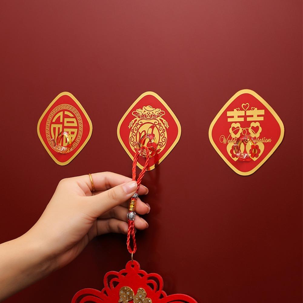 No punching Spring Festival Bathroom Door Kitchen Fu Word Towel Hanger Hook Coat Hook Home Decor