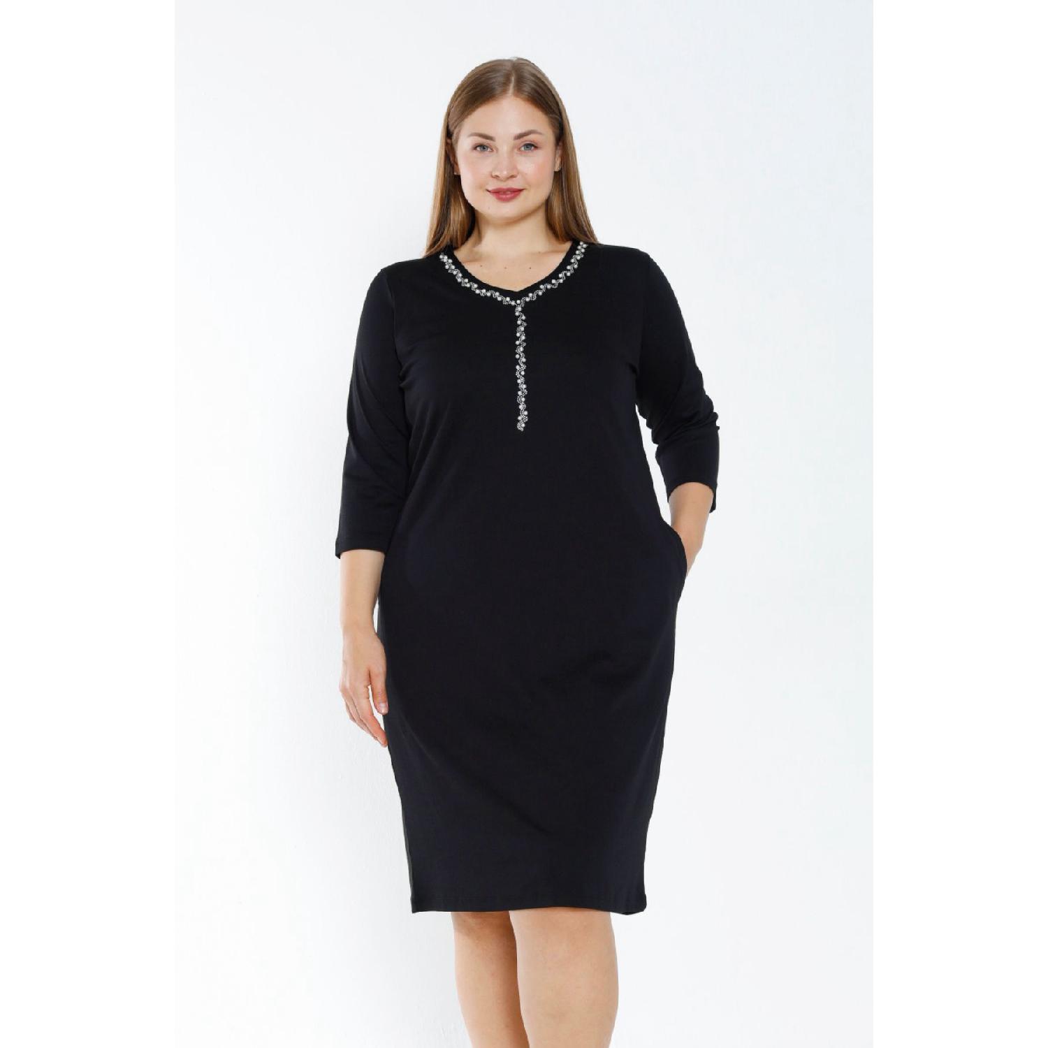 

Black Truvacar Sleeve Pocket Stone Detail Large Size Cotton Dress XL чорний