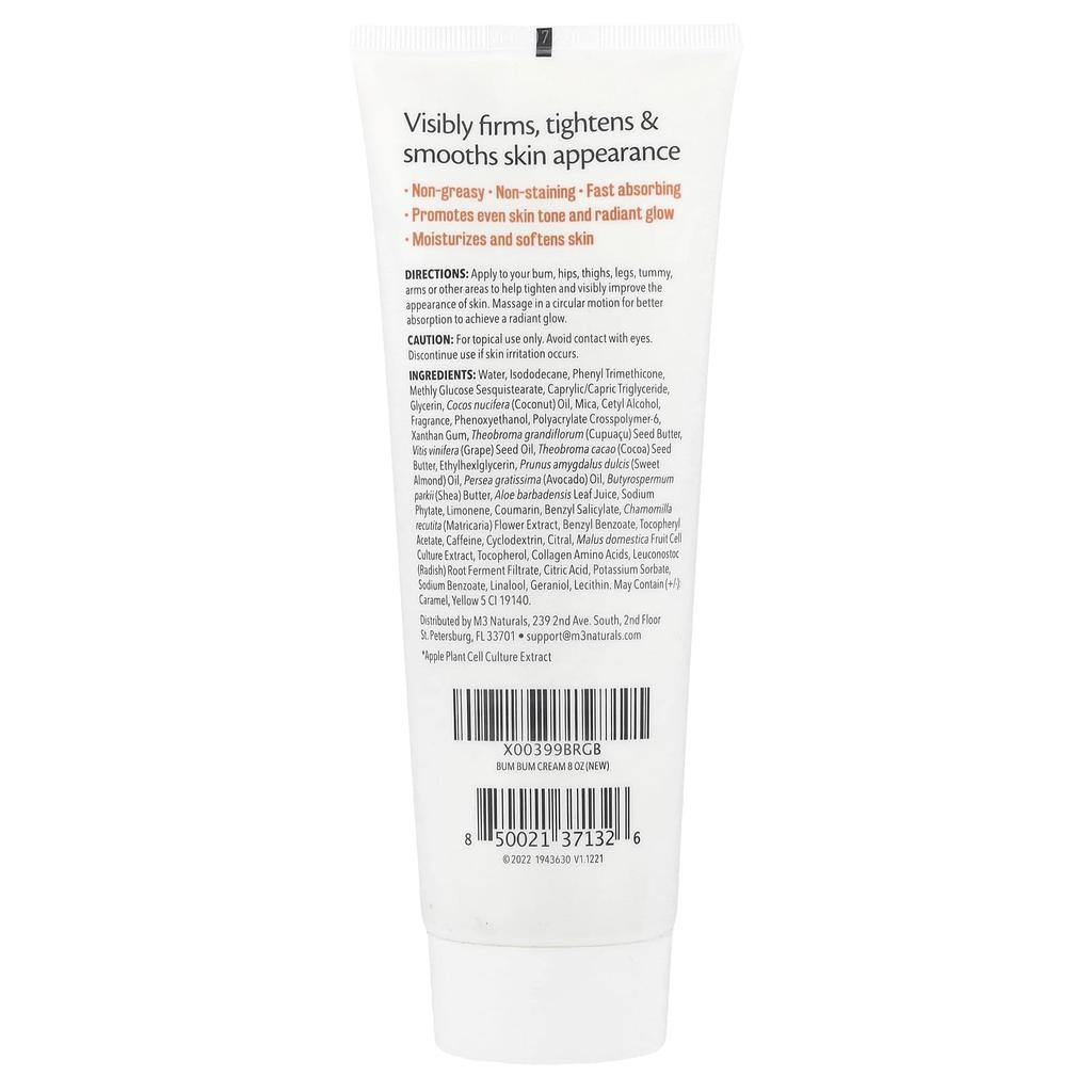 M3 Naturals, Bum Bum Cream, Tropical Vanilla, 237Ml(8Fl Oz)