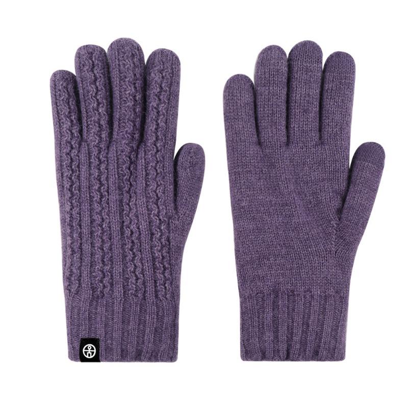 

Autumn and winter warm gloves women s outdoor cold protection double-layer thickened solid color knitted gloves cycling wool gloves average size фиолетовый