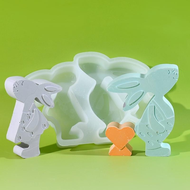 Couple Hare Silicone Candle Molds Heat Resistant Silicone Mould for Making Candle Soap Epoxy Resin Festival Decoration
