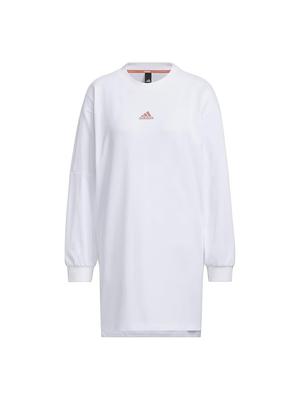 Long Sleeve Wording Loose Fit Single Jersey Tunic IEH94 White T-Shirt Women's (IK9892) J/M
